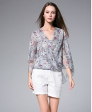 Flowers Printed silk Chiffon top